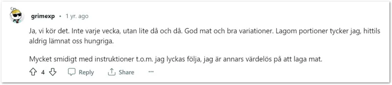 Person som tycker till om hello fresh